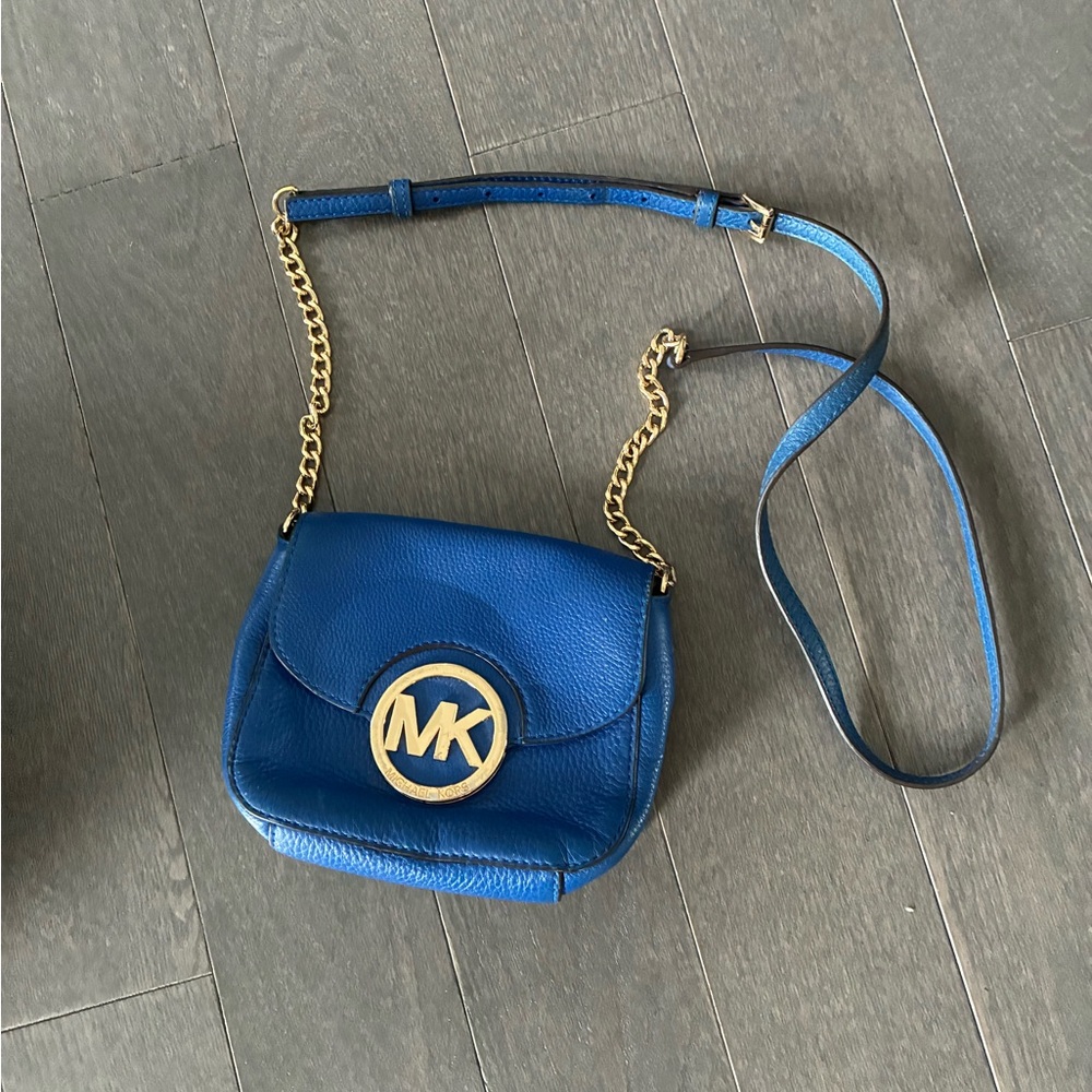 Michael Kors Royal Blue Crossbody Bag with Gold Accents